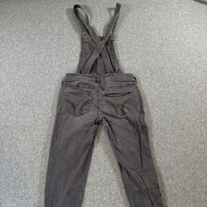 Hollister Womens Denim Overalls Faded Black Grey Slim Tapered Bib Dungarees S